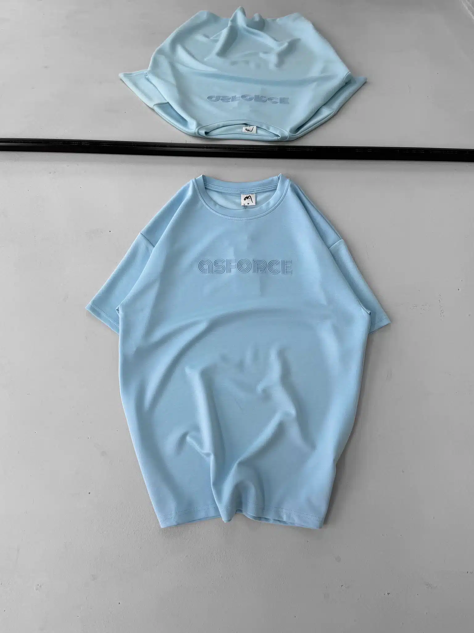 WhatsApp Image 2026-01-24 at 22.39.47 S Force Baskı Detaylı Bisiklet Yaka Tshirt - Açık Mavi - Görsel 1