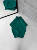 SF Enjeksiyon Baskı Şeritli Polo Yaka Tshirt - Yeşil
