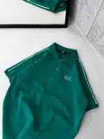 SF Enjeksiyon Baskı Şeritli Polo Yaka Tshirt - Yeşil - Görsel 3