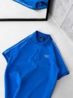 SF Enjeksiyon Baskı Şeritli Polo Yaka Tshirt - Mavi - Görsel 3