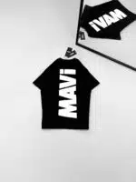 M Sırt Kabartma Baskı Detaylı Bisiklet Yaka Tshirt - Siyah