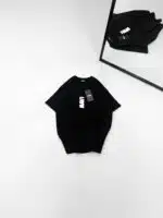 M Sırt Kabartma Baskı Detaylı Bisiklet Yaka Tshirt - Siyah - Görsel 3