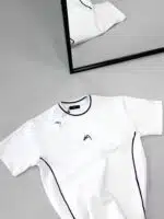 Premium İmzalı Seri Çift Şeritli Nakış Detaylı Bisiklet Yaka Tshirt -Beyaz - Görsel 3