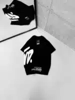 ST Yan Kabartma Baskılı Bisiklet Yaka Tshirt - Siyah - Görsel 3