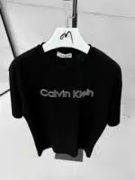 CK Enjeksiyon Baskılı Bisiklet Yaka Tshirt - Siyah