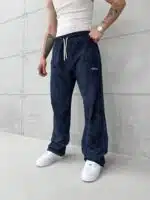 CLTR Premium Nakış Detaylı Yıkamalı Stoper Paça Baggy Eşofman – İndigo