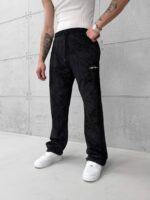 CLTR Premium Nakış Detaylı Yıkamalı Stoper Paça Baggy Eşofman – Siyah