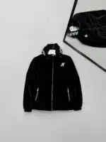 M Reflektör Detaylı Kapşonlu Mevsimlik Nova Ceket - Siyah