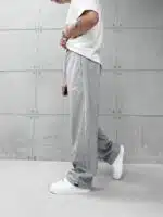 Premium İmzalı Seri Nakışlı Şeritli Stoper Paça Baggy Eşofman – Gri - Görsel 4