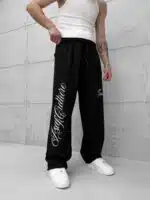 Premium GhettoBoys Büyük Baskılı Stoper Paça Baggy Eşofman – Siyah