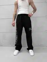 Premium GhettoBoys Büyük Baskılı Stoper Paça Baggy Eşofman – Siyah - Görsel 4