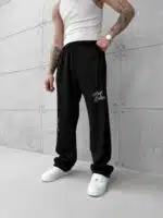 Premium GhettoBoys Büyük Baskılı Stoper Paça Baggy Eşofman – Siyah - Görsel 2