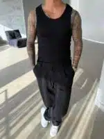 Basic Premium İmzalı Fitilli  Atlet - Siyah - Görsel 3