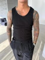 Basic Premium İmzalı Fitilli  Atlet - Siyah - Görsel 6