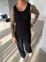 Basic Premium İmzalı Fitilli  Atlet - Siyah - Görsel 5