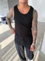 Basic Premium İmzalı Fitilli  Atlet - Siyah - Görsel 9