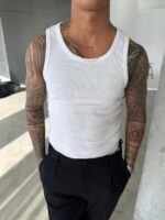 Basic Premium İmzalı Fitilli Atlet - Beyaz - Görsel 7