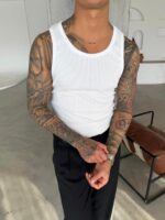 Basic Premium İmzalı Fitilli Atlet - Beyaz - Görsel 8