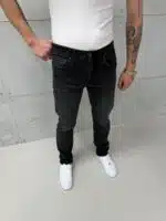 Premium İmzalı Black Pro Regular Fit Pantolon -Taşlamalı Siyah - Görsel 4