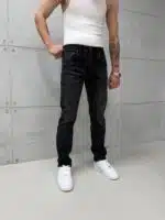 Premium İmzalı Black Pro Regular Fit Pantolon -Taşlamalı Siyah - Görsel 3