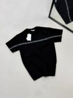 CK Premium Şeritli Bisiklet Yaka Tshirt -Siyah