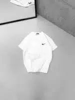 NK Kabartma Sırt Baskılı Bisiklet Yaka Tshirt -Beyaz - Görsel 3