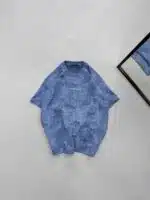 ASFCULT Yıkamalı Bisiklet Yaka Tshirt - Mavi