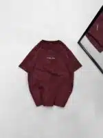 ASFCULT Yıkamalı Bisiklet Yaka Tshirt - Bordo