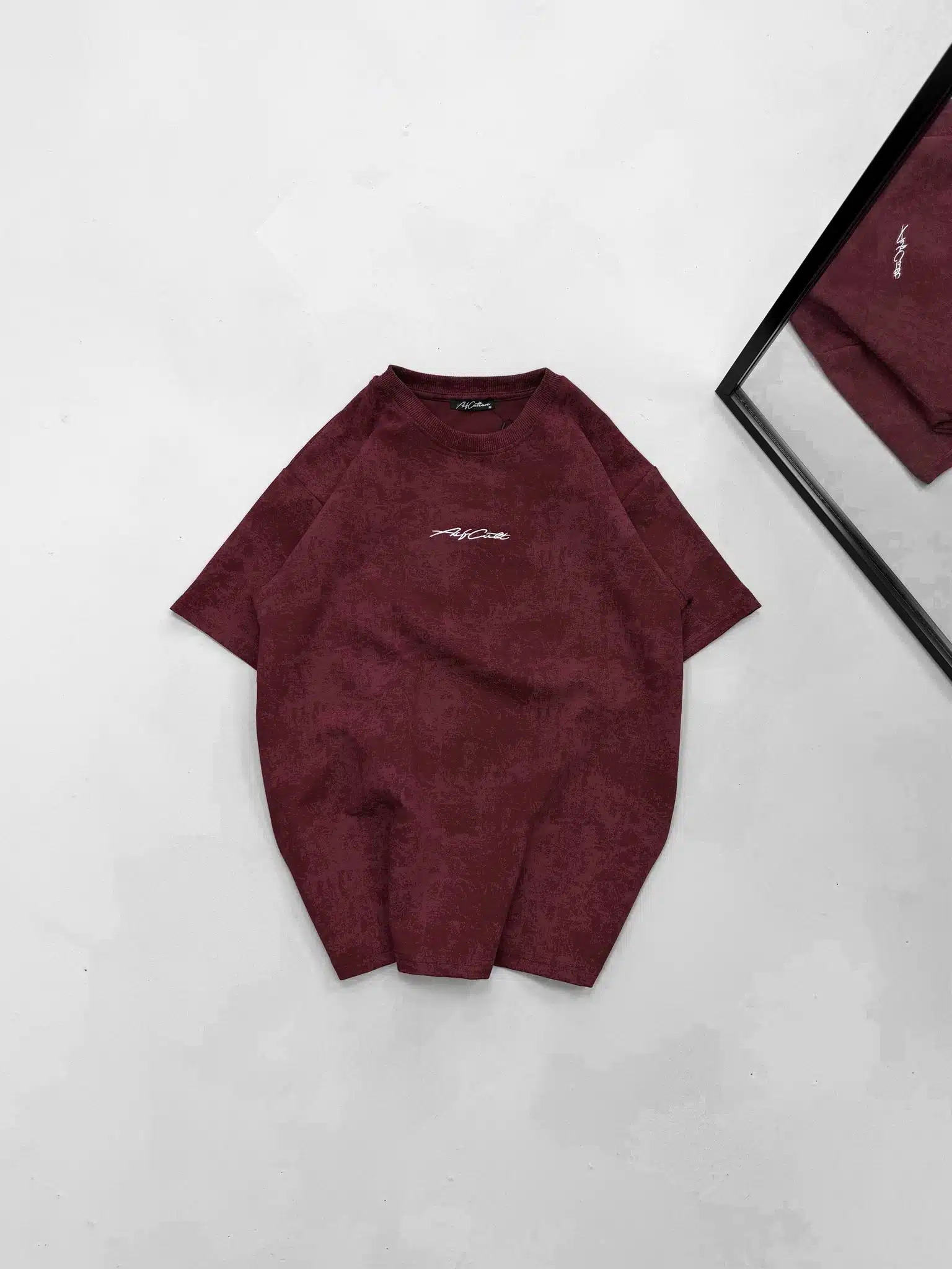 WhatsApp Image 2026-02-17 at 12.14.32 ASFCULT Yıkamalı Bisiklet Yaka Tshirt - Bordo - Görsel 1