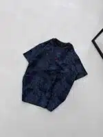 M Premium İmzalı Yıkamalı Bisiklet Yaka Tshirt-Lacivert - Görsel 3