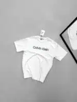 CK Premium Enjeksiyon Baskılı Bisiklet Yaka Tshirt-Beyaz