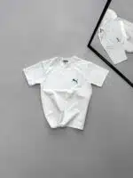 PM Sırt Baskılı Bisiklet Yaka Tshirt-Beyaz