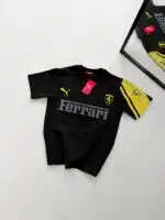 PM Kabartma Baskılı Bisiklet Yaka Tshirt-Siyah - Görsel 3