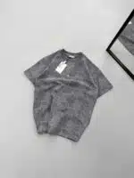 CK Yıkamalı Çelik Arma Bisiklet Yaka Tshirt - Gri - Görsel 3