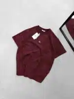 CK Yıkamalı Çelik Arma Bisiklet Yaka Tshirt - Bordo - Görsel 3