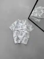 CK Yıkamalı Çelik Arma Bisiklet Yaka Tshirt - Beyaz