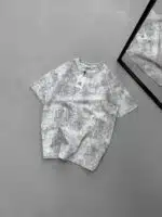 CK Yıkamalı Çelik Arma Bisiklet Yaka Tshirt - Beyaz - Görsel 3