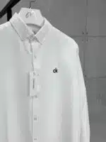 CK Nakış Detaylı Doubleface Gömlek - Beyaz - Görsel 3