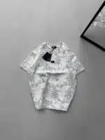 TM Yıkamalı Bisiklet Yaka Tshirt-Beyaz