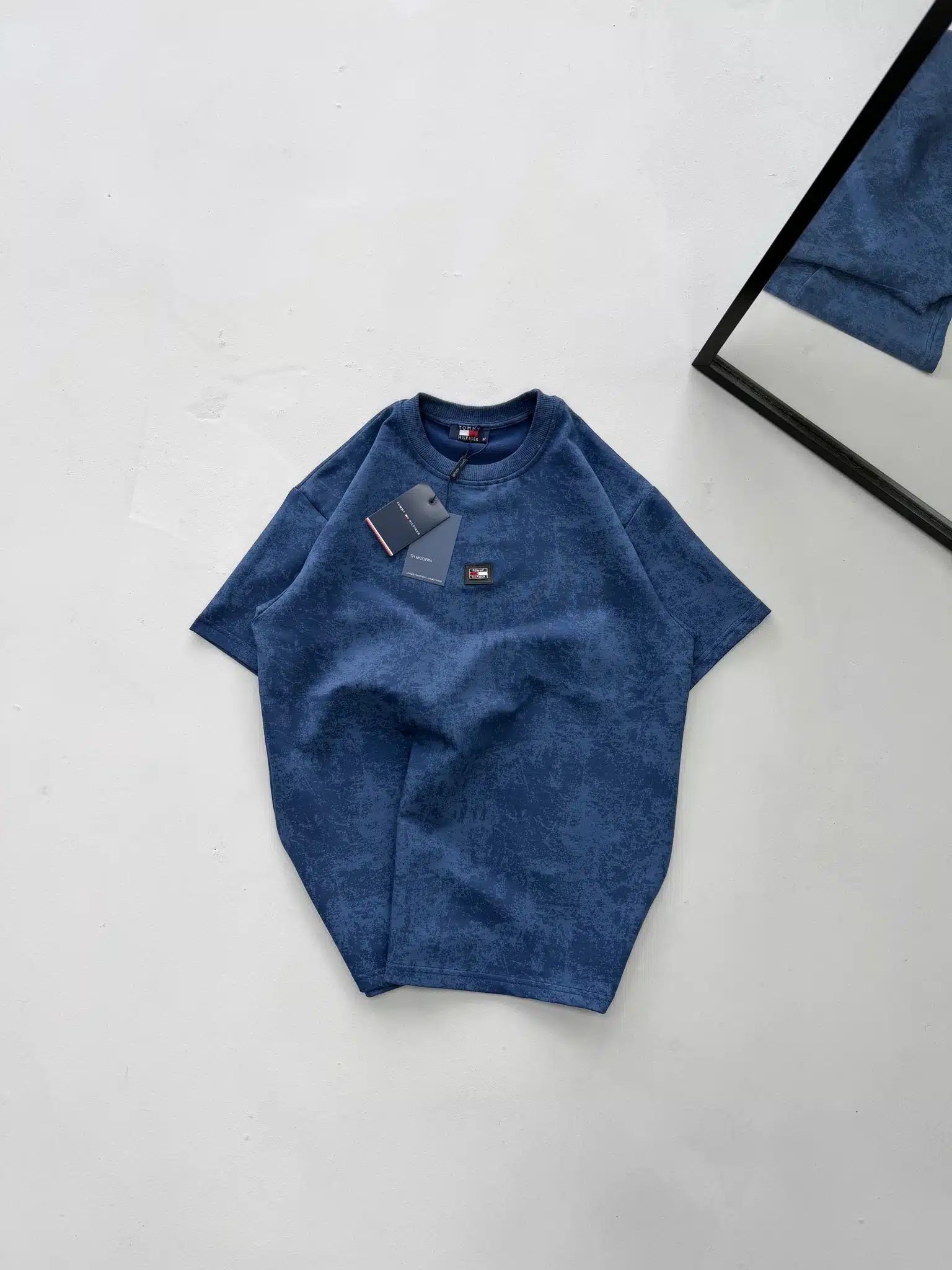 WhatsApp Image 2026-02-28 at 02.22.10 TM Yıkamalı Bisiklet Yaka Tshirt-İndigo - Görsel 1