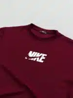 NK Kabartma Baskılı Bisiklet Yaka Tshirt - Bordo - Görsel 3