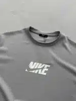 NK Kabartma Baskılı Bisiklet Yaka Tshirt - Gri - Görsel 3