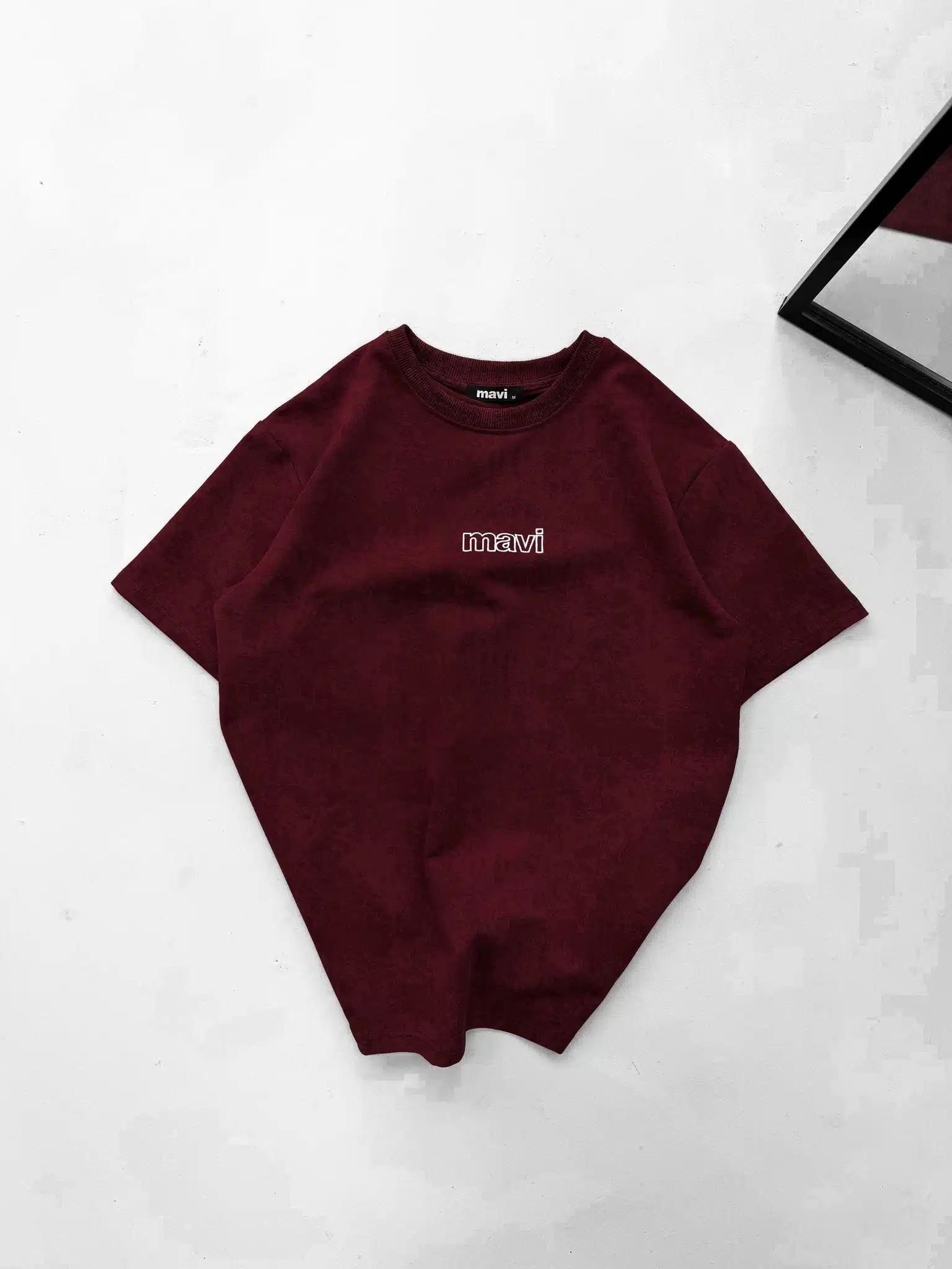 WhatsApp Image 2026-02-28 at 17.27.58 (2) M Yıkamalı Bisiklet Yaka Tshirt - Bordo - Görsel 1