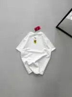 PM Ön Kabartma Baskılı Bisiklet Yaka Tshirt-Beyaz - Görsel 3