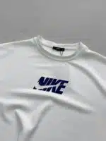 NK Kabartma Baskılı Bisiklet Yaka Tshirt - Beyaz - Görsel 3