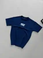 NK Kabartma Baskılı Bisiklet Yaka Tshirt - Lacivert