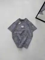 AD Yıkamalı Retro Nakış Detaylı Bisiklet Yaka Tshirt-Gri