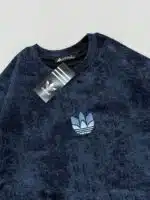 AD Yıkamalı Retro Nakış Detaylı Bisiklet Yaka Tshirt-Lacivert - Görsel 3