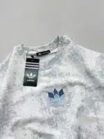 AD Yıkamalı Retro Nakış Detaylı Bisiklet Yaka Tshirt-Beyaz - Görsel 3