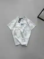 AD Yıkamalı Retro Nakış Detaylı Bisiklet Yaka Tshirt-Beyaz